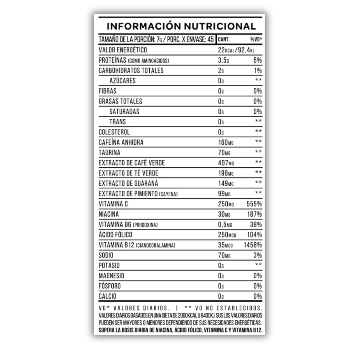 Star Nutrition Pump 3D Ripped Tabla Nutricional