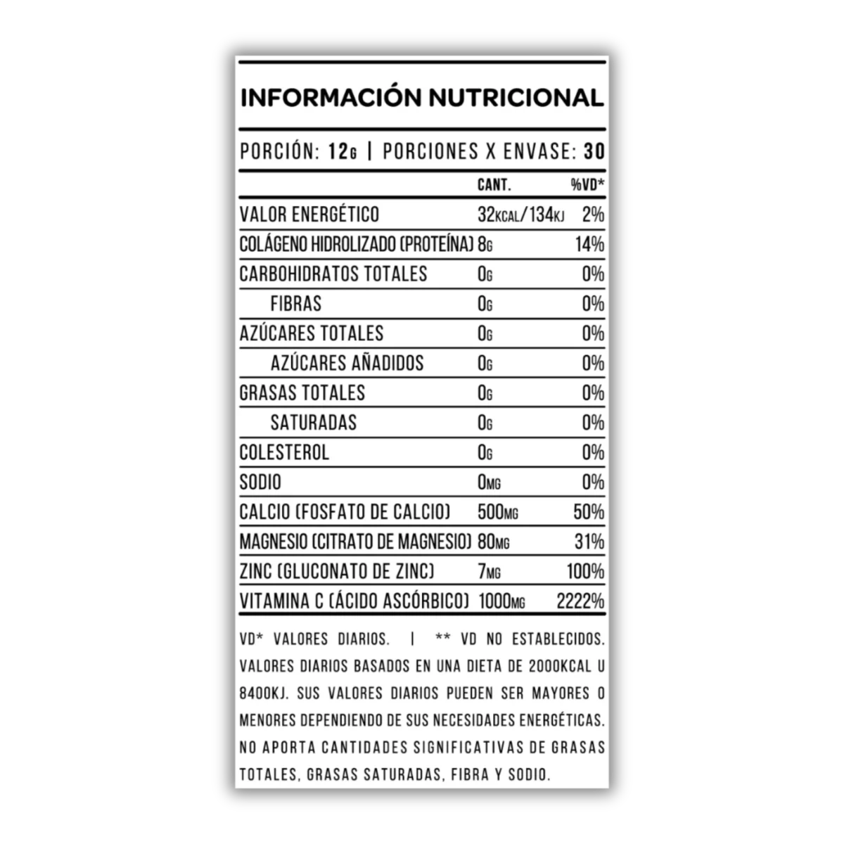 Star Nutrition Collagen Plus Tabla Nutricional